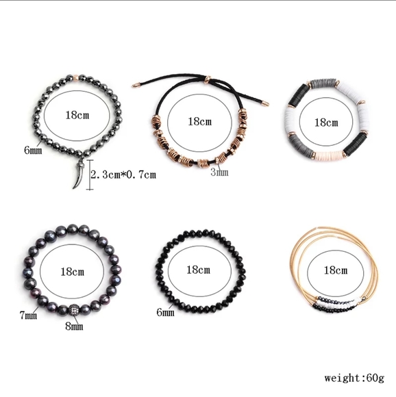 Beautiful Trendy 8Pc Natural Stone Bracelet Set - Picture 8 of 8